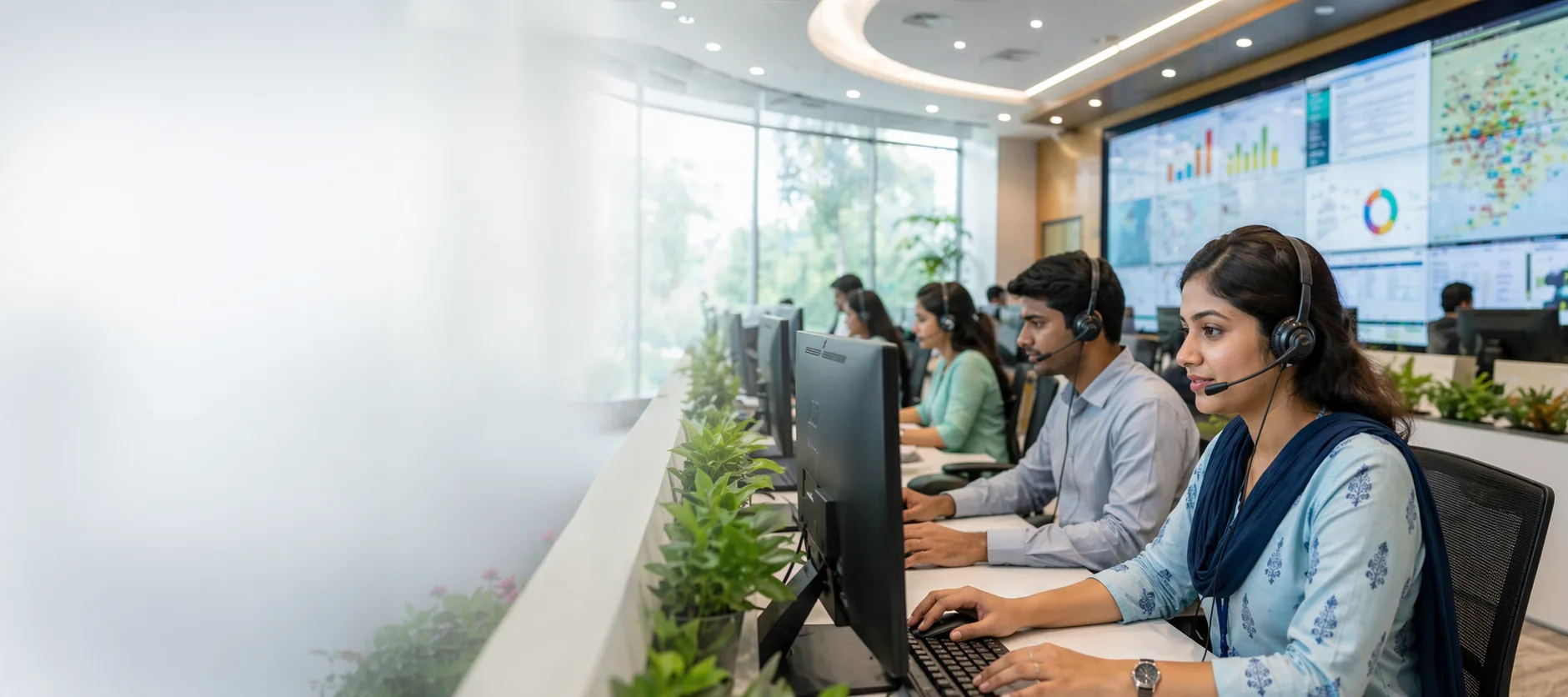 Control room staff monitoring public complaints