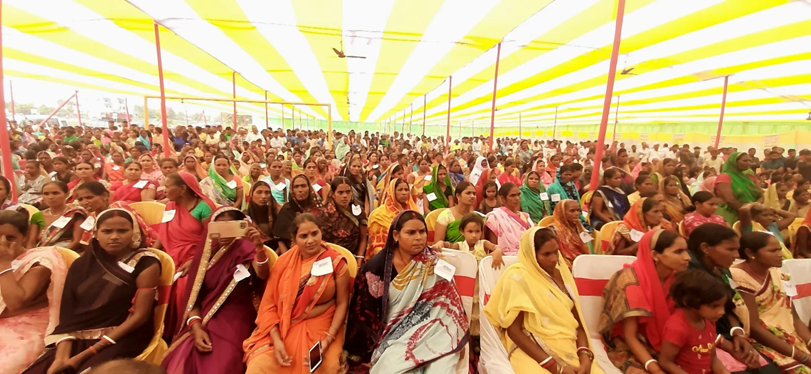 Women participating in a Jeevika community gathering