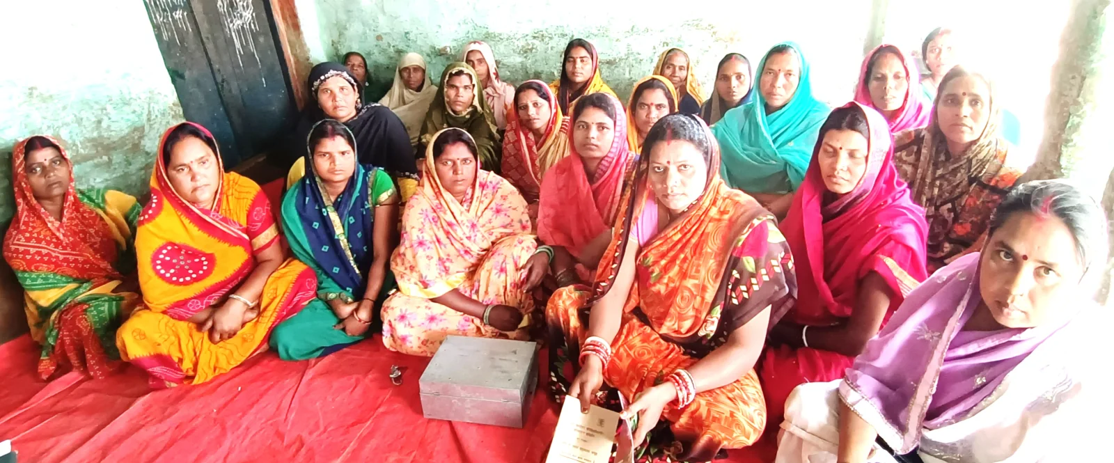 Self-help group members gathered for a Jeevika meeting