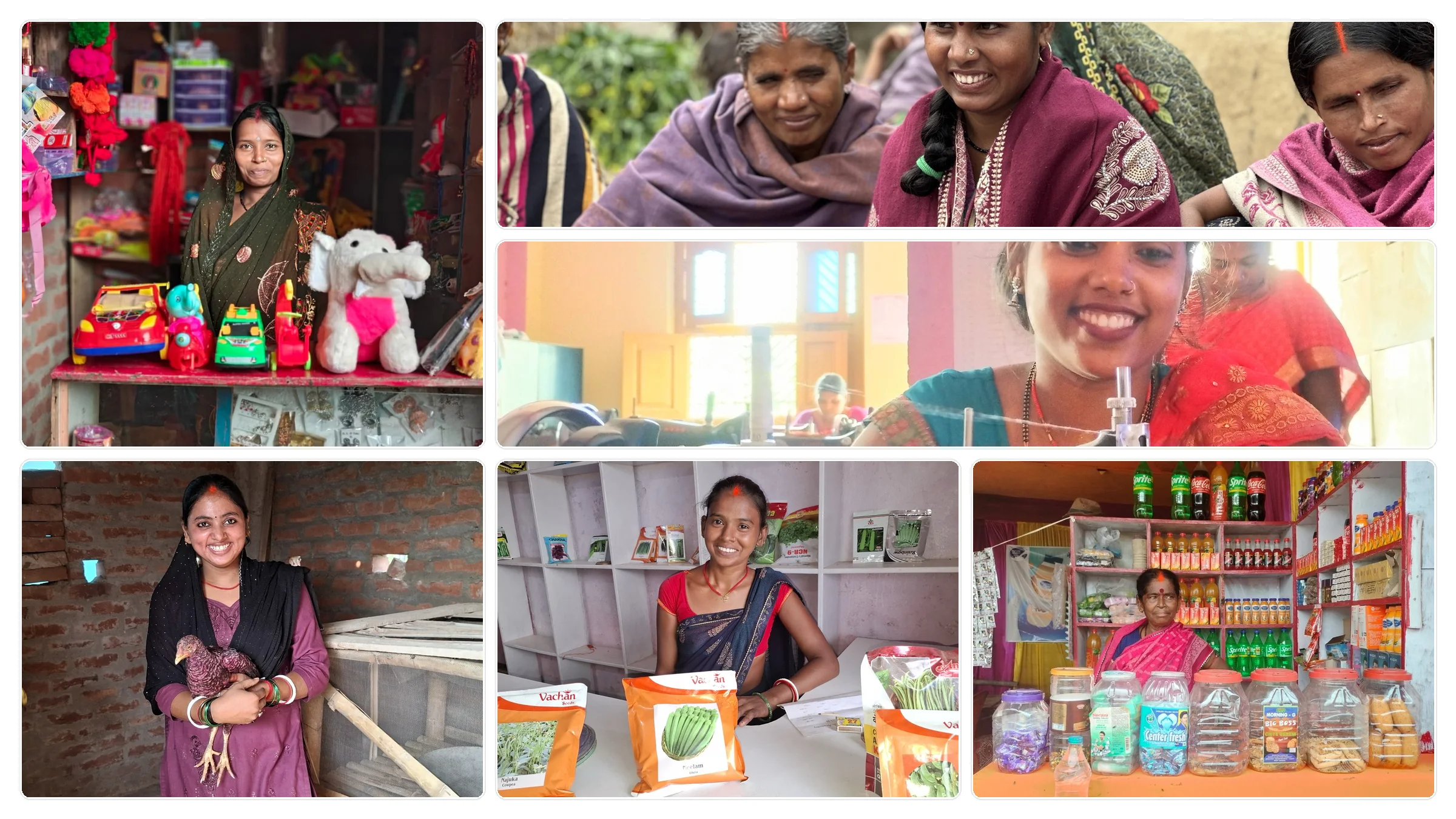 Women engaged in livelihood activities through Jeevika